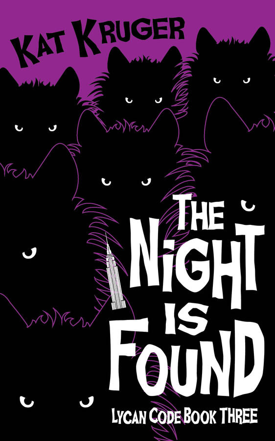 The Night is Found Purple book cover featuring black illustration of wolves staring forward.